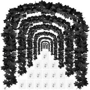 4 PCs of 5.9 Ft Black Maple Leaves Garland (23.6FT) Fall Halloween Garland Decor